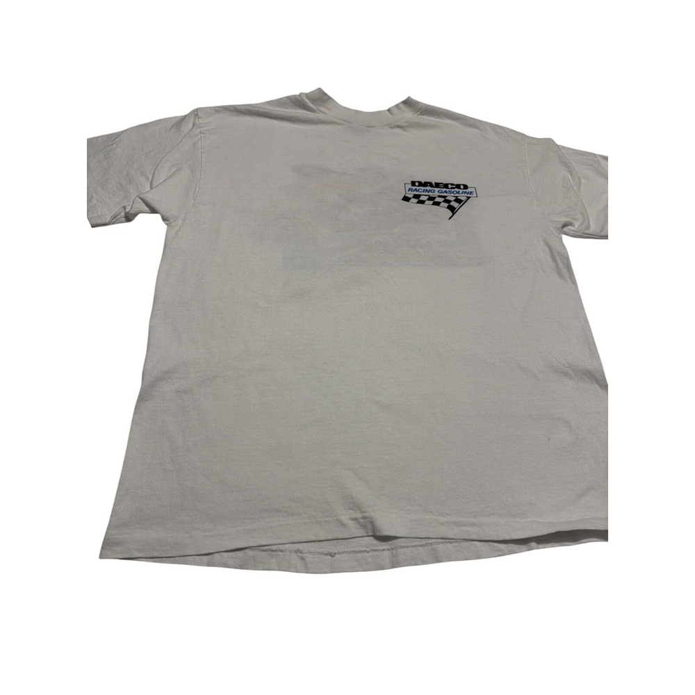 Vintage Hanes Beefy-T Daeco Racing Gasoline Shirt White Mens Large Made in USA